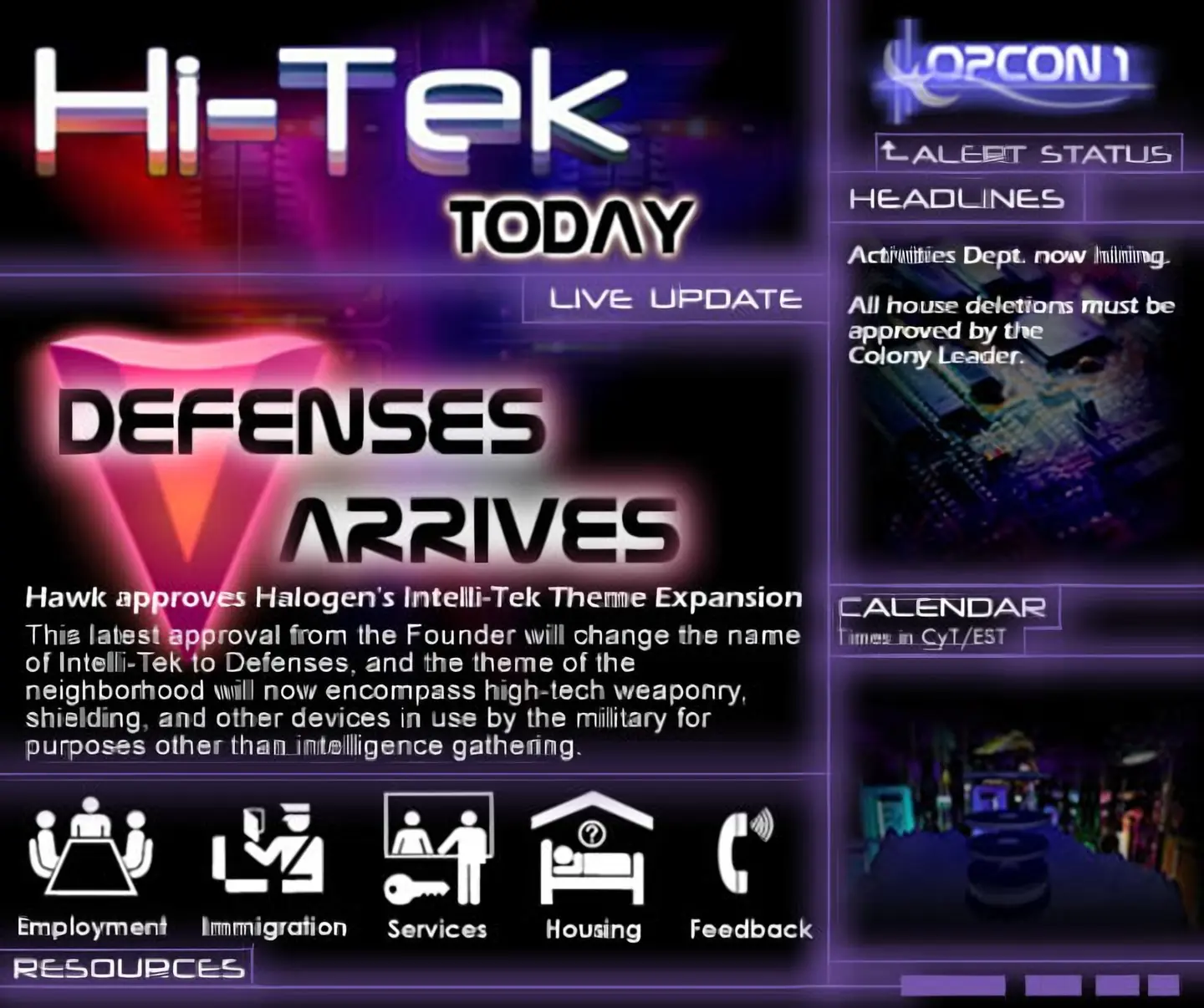 Hi-Tek Today news layout, historical Cybertown archive restored and upscaled
